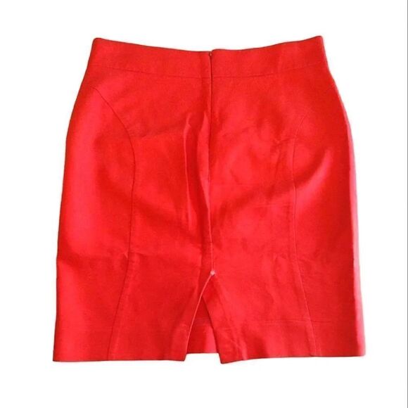 J. Crew Factory The Pencil Skirt Red Orange Cotton Skirt with Pockets Size 8 - Picture 7 of 16